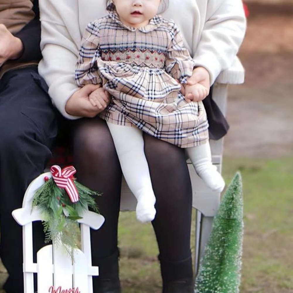 Dress smocks 6/9 months long sleeves Burberry plaid